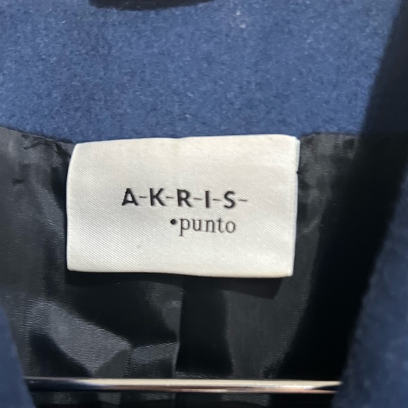 Akris Punto Navy Wool Blazer & Black Skirt Set | Fall Designer Workwear Suit - Picture 2 of 6